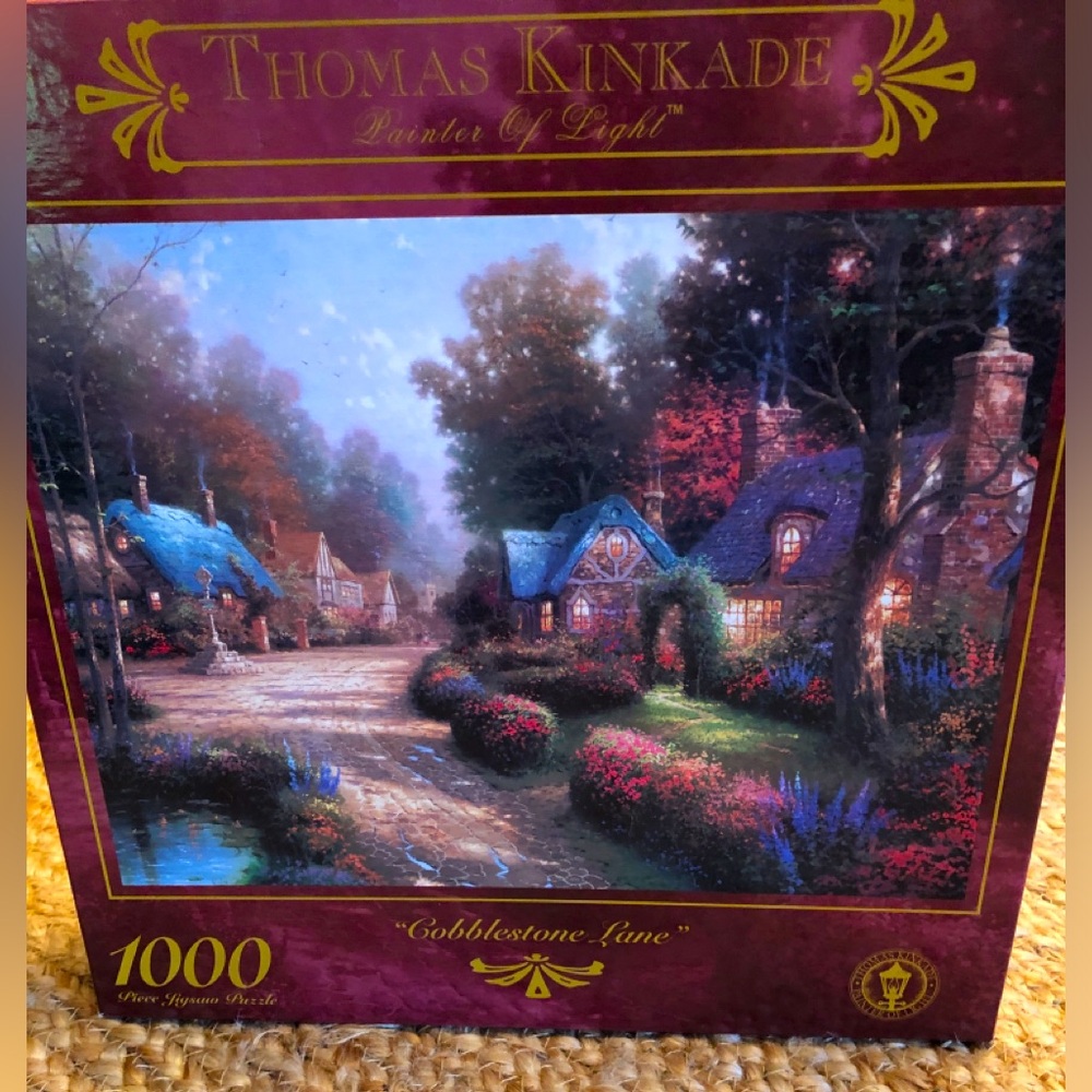 Thomas Kinkade Cobblestone Lane, 1000 piece jigsaw puzzle